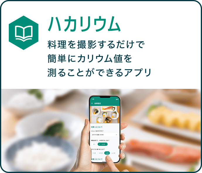ハカリウム 料理を撮影するだけで簡単にカリウム値を測ることができるアプリ